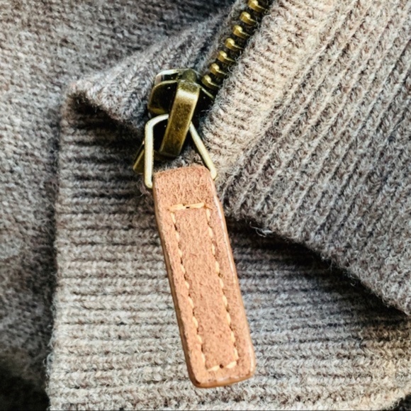 Bexley Sweater Geelong Australia Lamb Wool Brown Gray Full Zip Front - Picture 9 of 9